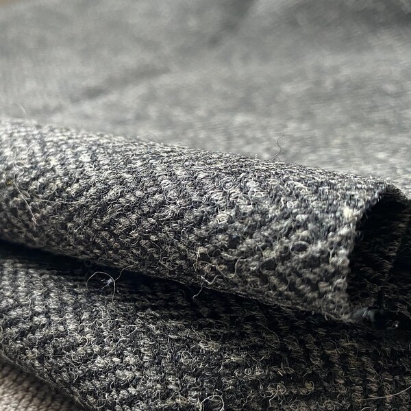 Tissu 100% laine Tissu à chevrons gris Finest - Tissé traditionnellement en Écosse - Pas Harris Tweed - Laine britannique