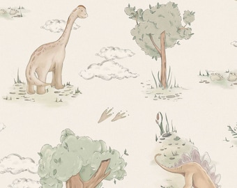 Dinosaur Nursery Wallpaper - 'Dino Dreams' in 5 Colours