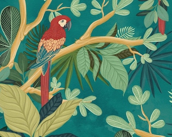 Parrot Wallpaper 'Polly' by Eades & Francis - Wild Wallpaper - Tropical Wallpaper - Luxury English Wallpaper