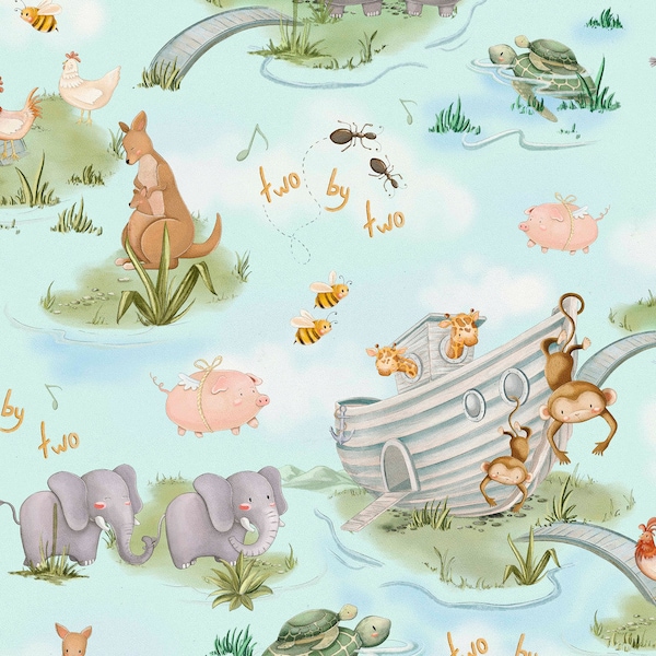 Noah's Ark Two By Two Wallpaper - The Ants Went Marching Two by Two, Childrens Wallpaper, Nursery Wallpaper