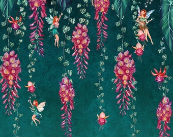 Flower Fairy Panel Wallpaper - 'Allure' in 2 Colours - Wide Width Panel Flower Fairy Wallpaper - Eades & Francis ORIGINAL