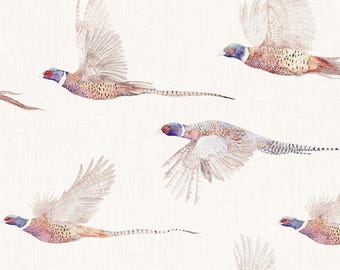 Pheasant Wallpaper - 'Flight' Available in 4 Colours - Country Wallpaper - Bird Wallpaper - Cottage Wallpaper - Classic Wallpaper