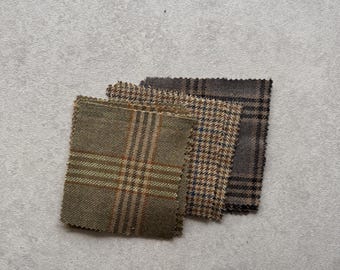 12cm x 12cm x12 Pack Tweed Squares - 4inch Tweed Squares - Mixed Colour Tweed-  100% new wool - Great for crafts. Blankets etc.