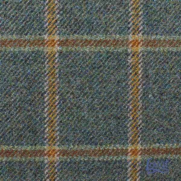 100% Wool Blue Check Tweed With A Waterproof Teflon Finish 'Thomas' - Traditionally Woven in Scotland - Not Harris Tweed