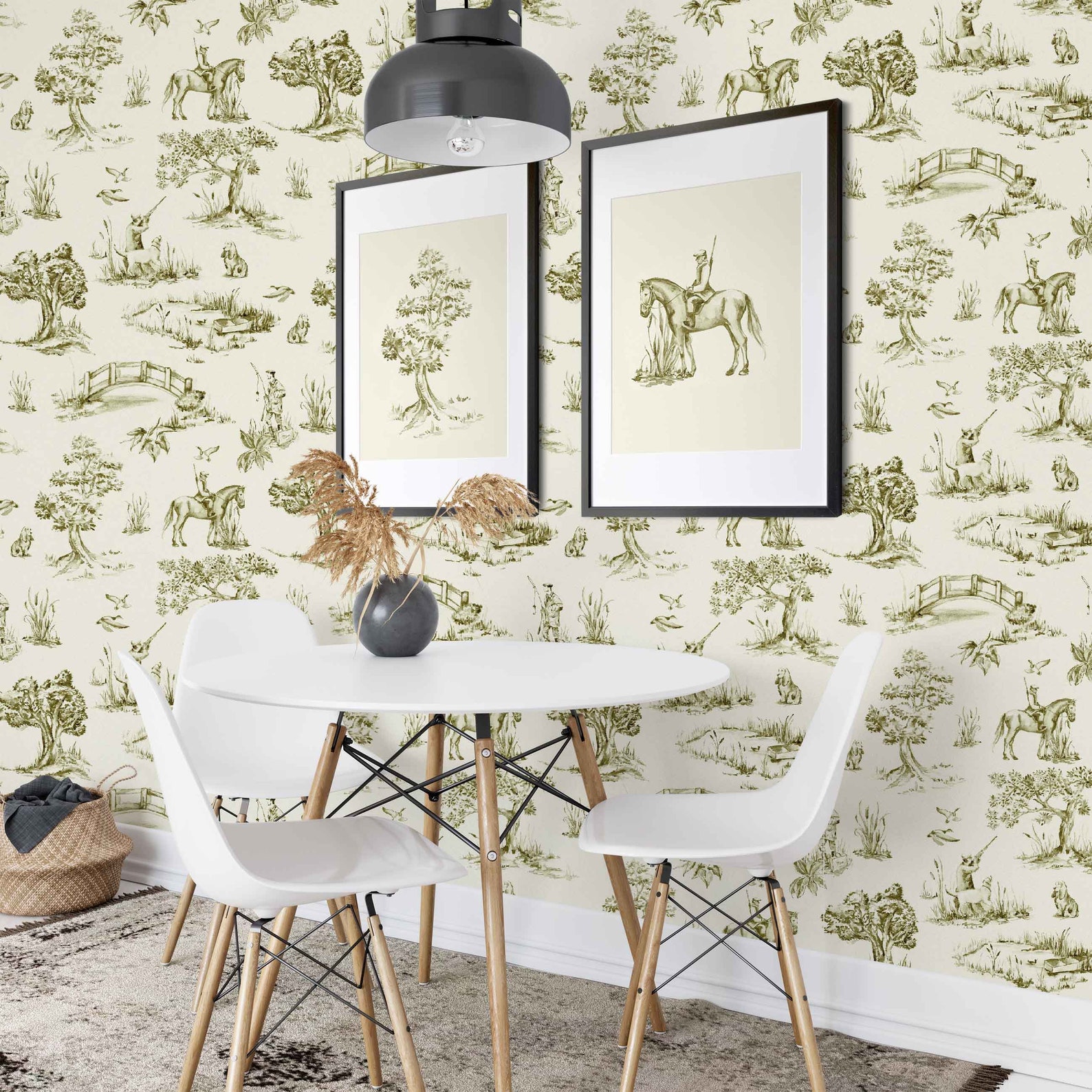 Hunting Toile Wallpaper Game Availale in 5 Colours Country - Etsy