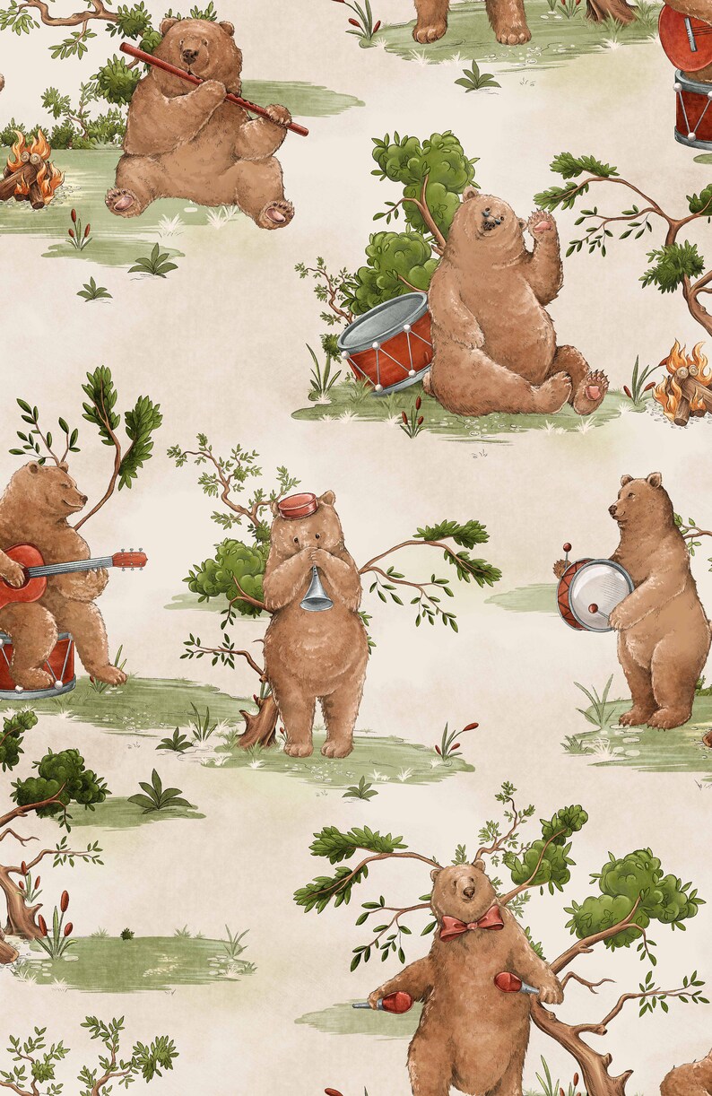 SALE Band of Bears - Bear Wallpaper, Childrens Wallpaper, Nursery ...