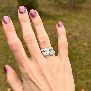 Organic Thick Band with Molten Lava Texture • Sterling Silver Ring for Solo or Layering