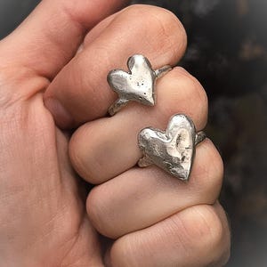Chunky Silver Heart Ring – Handmade Sterling Statement for Her | Unique Love Gift, Self Love Jewelry, Anniversary Present