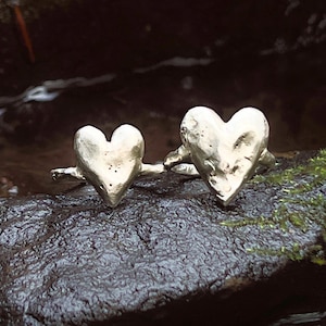 Romantic and Unique Gift for Her – Handmade Chunky Silver Heart Ring