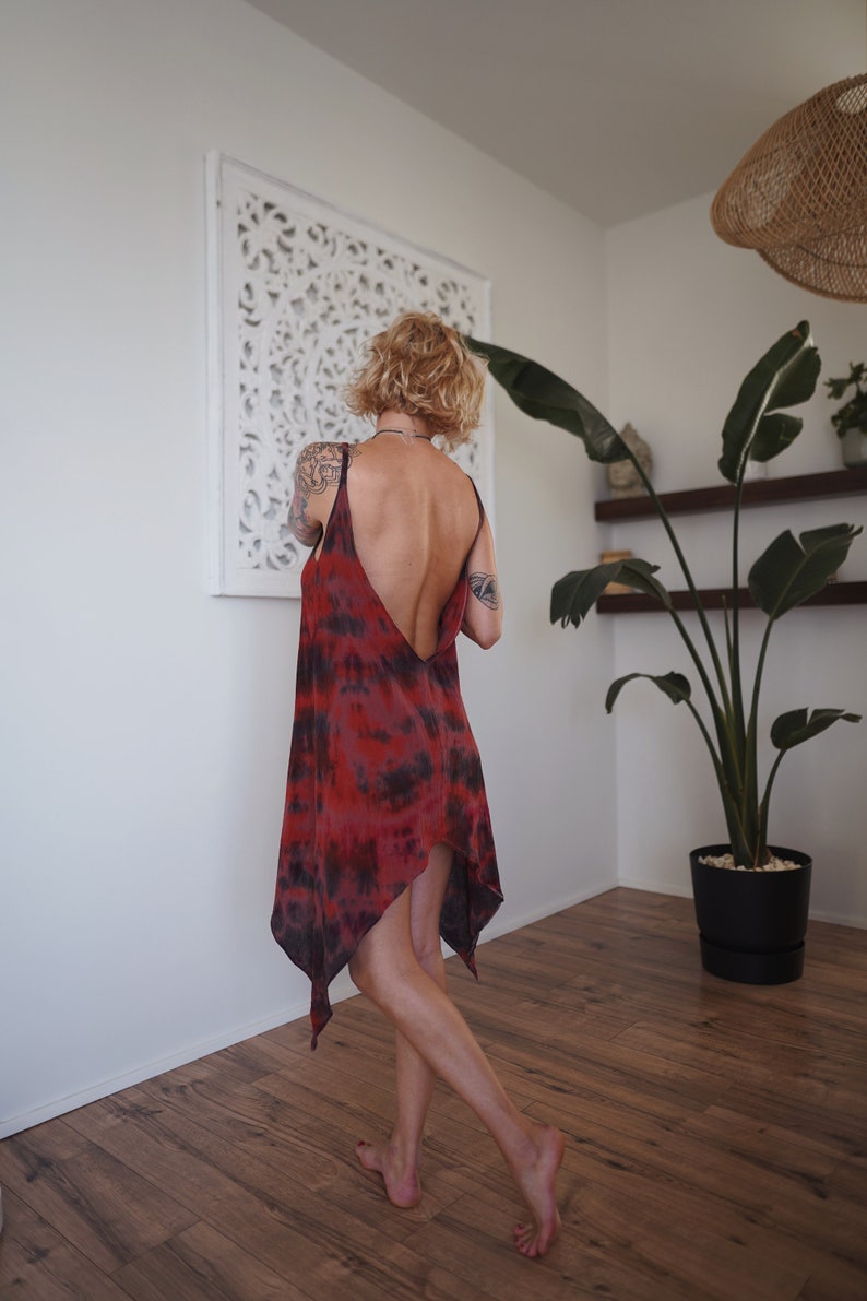 Goddess Backless Dress for Vacation Loungewear. Open Back Slip Dress for Tulum Clothing. Summer Resort Wear. Burning Man Festival Outfit. image 6