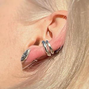 Cartilage Earring Cuff No Piercing — Melted Earcuffs | Dainty Thin and Bold Chunky Silver Wraps for Layering | Spiritual Gift for Her or Him