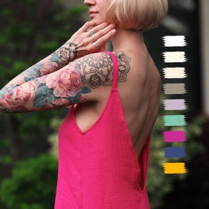 Backless Summer Dress in Vibrant Colors – Boho Cotton Sundress with Open Back | Goddess-Inspired Fit for Festivals, Beach & Resort Wear