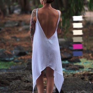 Backless Goddess Dress — Bohemian Open Back Slip for Festival, Lounge or Resort Wear