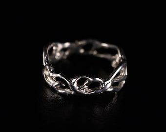 Chunky Silver Ring with Irregular Wavy Shape. Fantasy Thumb Ring for Stacking Set. Unique Jewelry for Spiritual Gift. Nature Inspired Ring.