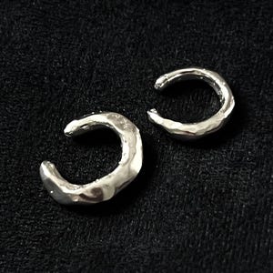 925 Silver Ear Cuff No Piercing, Chunky Organic Cartilage Earring, Single or Pair