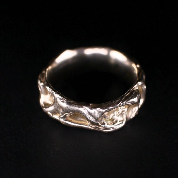 Lava Liquid Silver Ring • Molten Texture Band • Nature-Inspired Organic Jewelry