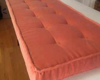 Tufted Bench Cushion Velvet Seat Cushion Custom Sizes Tan Custom