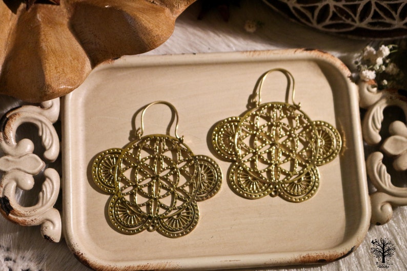 R\u00f6\u00f6tz R\u00f6\u00f6tz Indian Earrings Gypsy Earrings Gold Earrings Ethnic Earrings Brass Earrings Large Gold Earrings Tribal Earrings