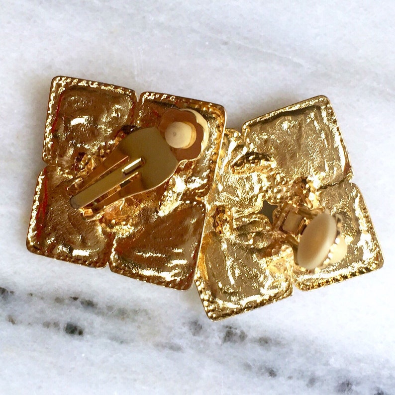 Vintage Costume Jewelry Sapphire Blue in Gold Setting ClipOn Etsy