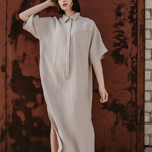 Linen Dress Motumo - 18S4 / Summer linen dress / Washed linen dress / Soft linen dress / Linen clothes