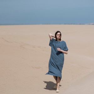 Linen Dress Motumo - 16S11 / Summer linen dress / Washed linen dress / Soft linen dress / Linen clothes