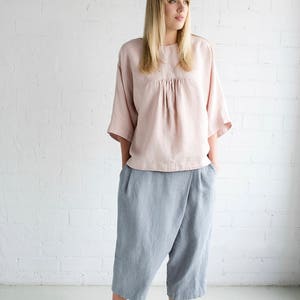 Linen Pants Motumo – 17K1 / Handmade loose linen pants / Washed linen pants