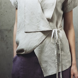 Wrap linen blouse Motumo - 14P3