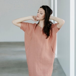 Linen dress Motumo 15S1 / Summer linen dress / Washed linen dress / Soft linen dress / Linen clothes