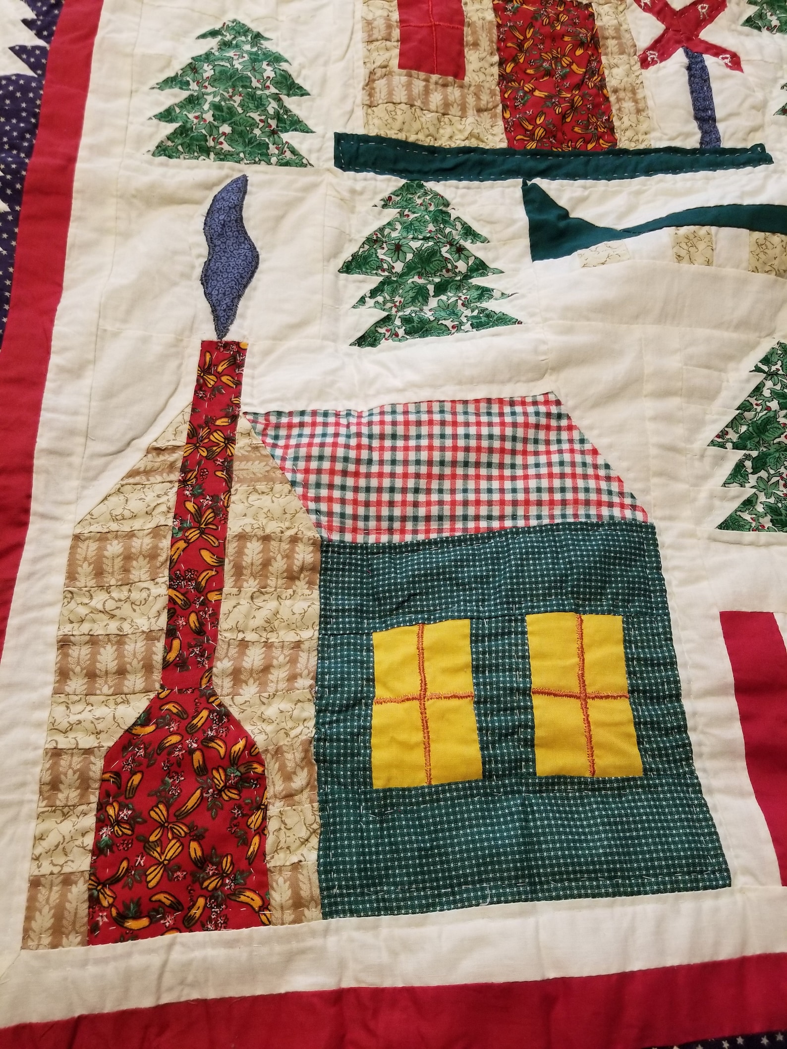Handmade Vintage Christmas Quilt, Vintage Christmas Quilt, Handmade