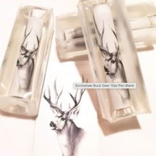 Scrimshaw Buck Deer 10pt Pen Blank  Acrylic Label Cast Pen Blank for Bolt Action or Sierra kits
