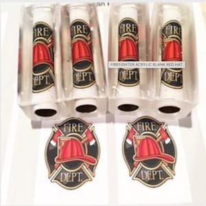 FIREFIGHTER RED HAT Pen Blank  Acrylic Label Cast Pen Blank for Bolt Action or Sierra kits