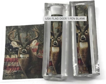 USA FLAG DEER 1  Acrylic Label Cast Pen Blank for Bolt Action or Sierra kits