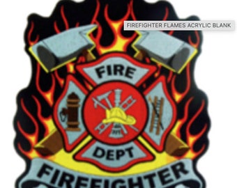 FIREFIGHTER FLAMES Pen Blank  Acrylic Label Cast Pen Blank for Bolt Action or Sierra kits