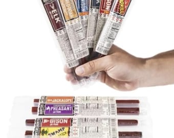 Jäger-Reserve - Jäger Dozen Exotic Meat Sticks 12 Pk - Swamp Stick, Road Kill, Elch, Wildschwein, Bison, Ente, Jackalope, Fasan, Wild