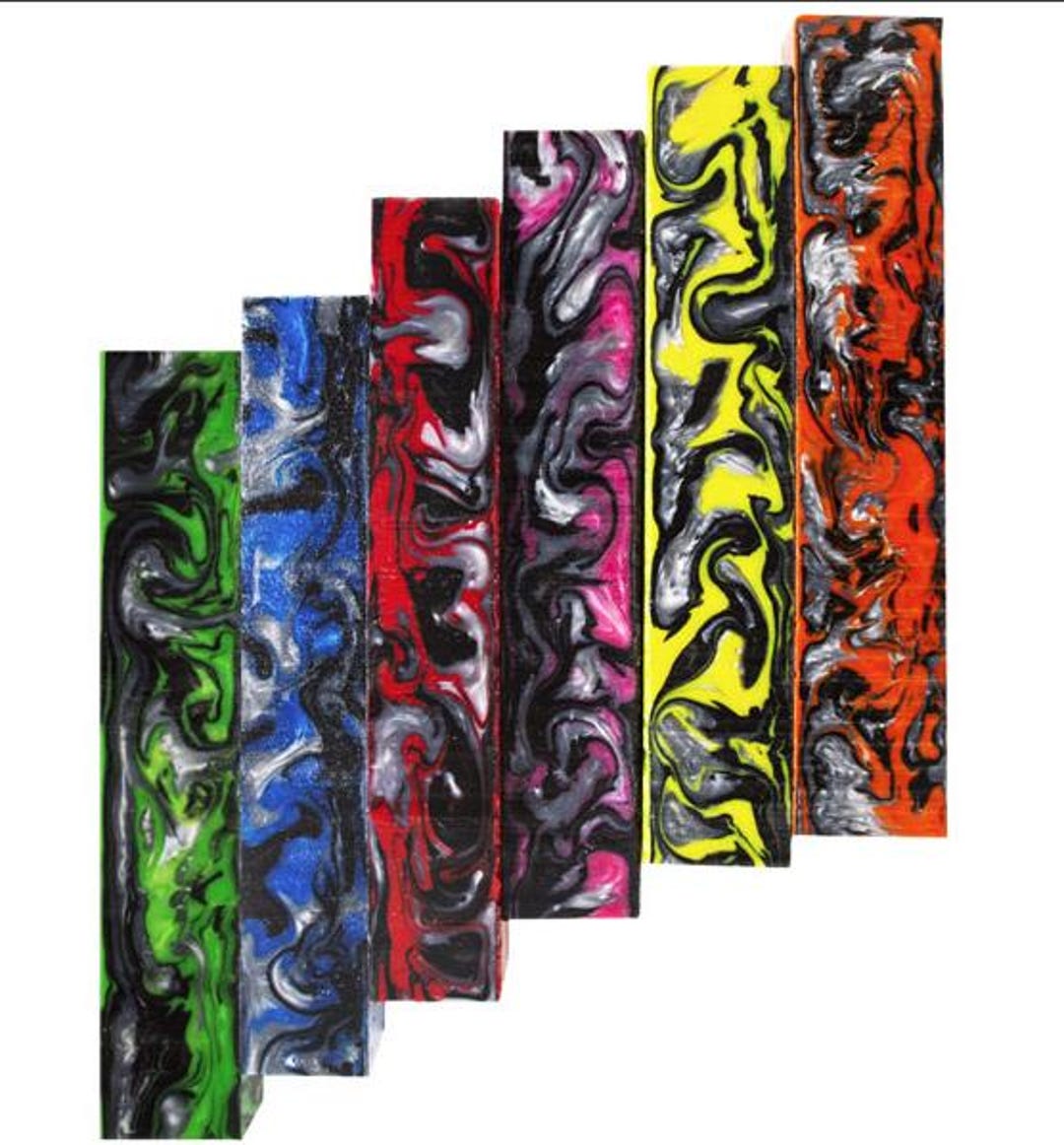Pen Kit Mall - 10 ASSORTED ACRYLIC PEN BLANKS FOR PEN TURNING - Assorted Colors & Designs - 5/8 X 5/8 X 5