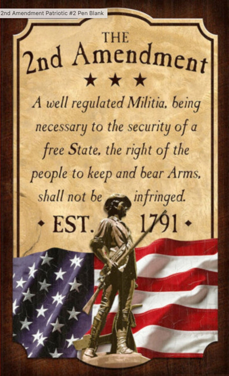 2nd Amendment Patriotic #2 Acrylic Label Cast Pen Blank for Bolt Action ...
