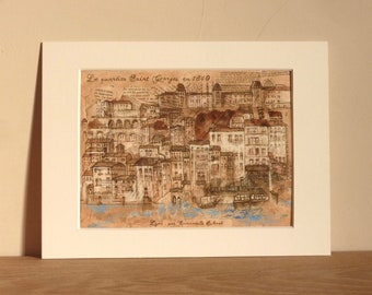 Art print draw Lyon France