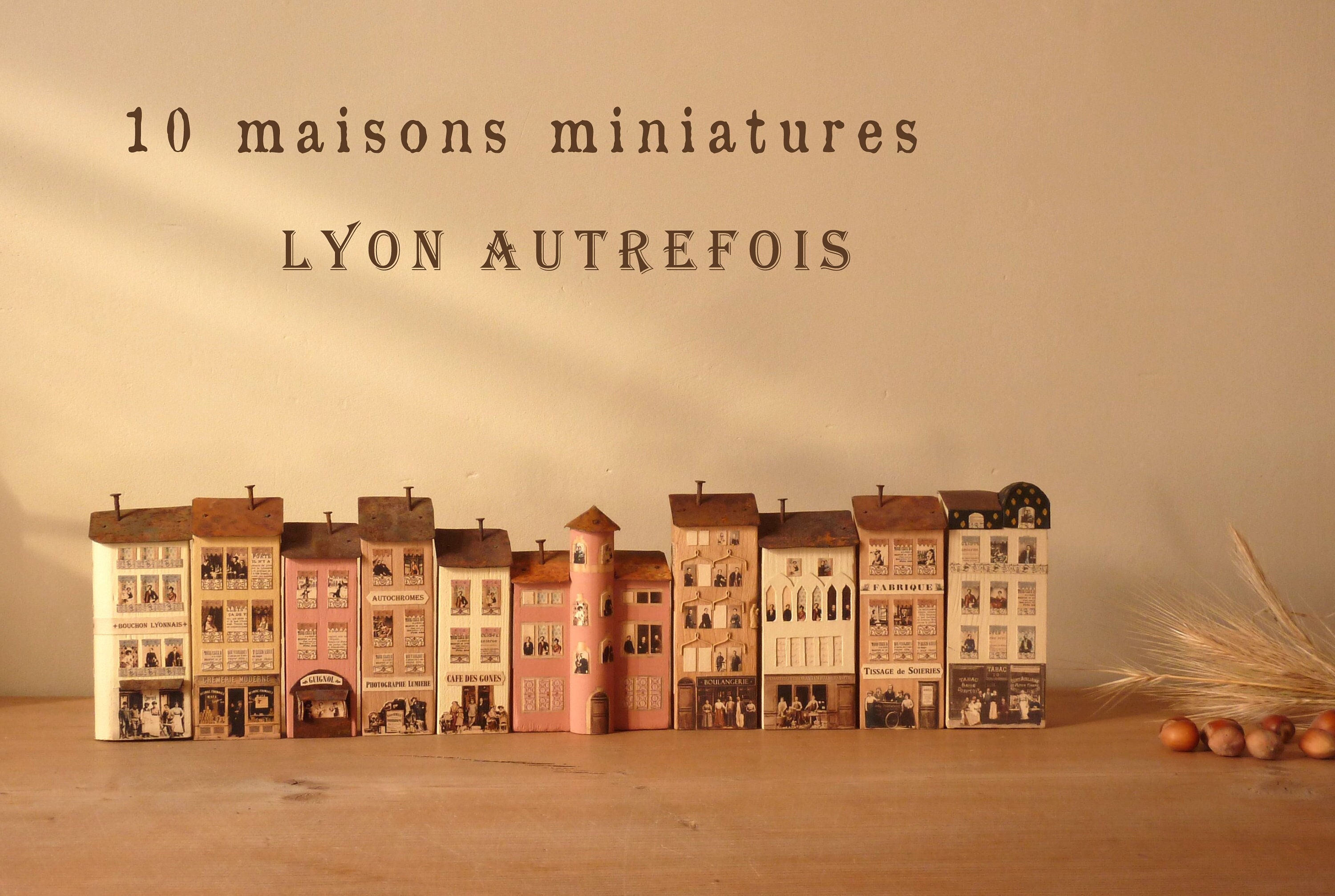 Petites Maisons Miniatures Bois Le Lot de 10 Original Poetique Lyon France