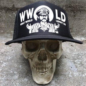 What Would Lemmy Do Hat Screened on Mesh back Otto cap hat wwld by Seven 13 Productions