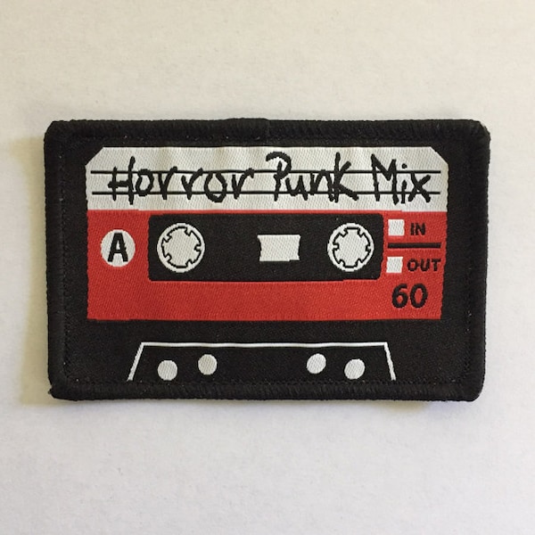 80's Horror Punk Mixtape Woven Cassette Iron On Patch