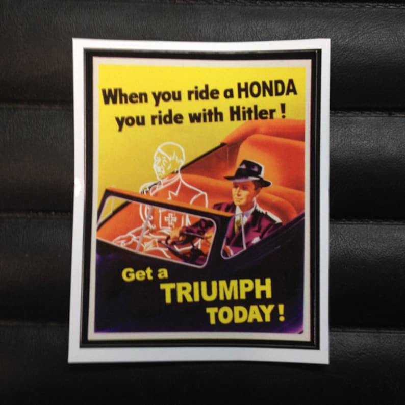 Cuando montas una Honda montas con Hitler Sticker de Seven 13 Productions Triumph Propaganda Decal imagen 1