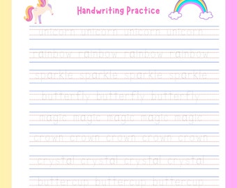 Handwriting Practice Unicorn Pack
