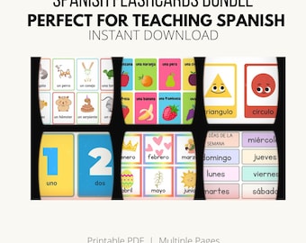Spanish beginners printable flashcards bundle