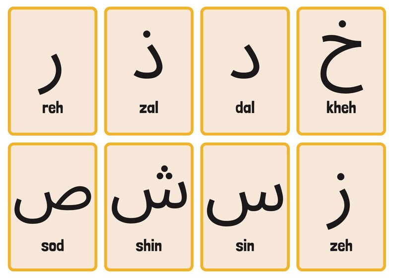 Persian Alphabet Printable Flashcards - Etsy