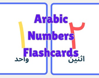Arabic numbers printable flashcards