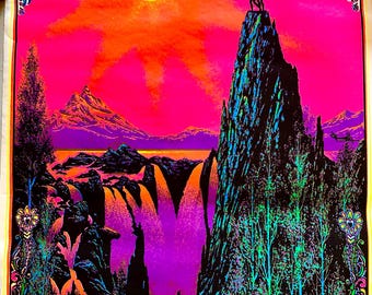 Ultra BLACK LIGHT Vintage 1970s PSYCHEDELIC Garden of Eden Poster