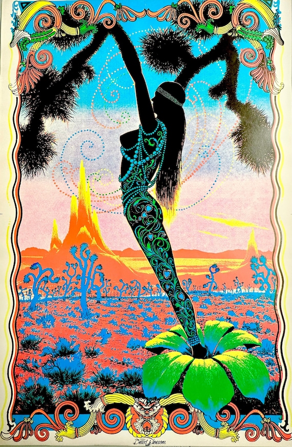 Vintage 1970s~desert Blossom~glorious Girl BLACKLIGHT Poster C7 - Etsy