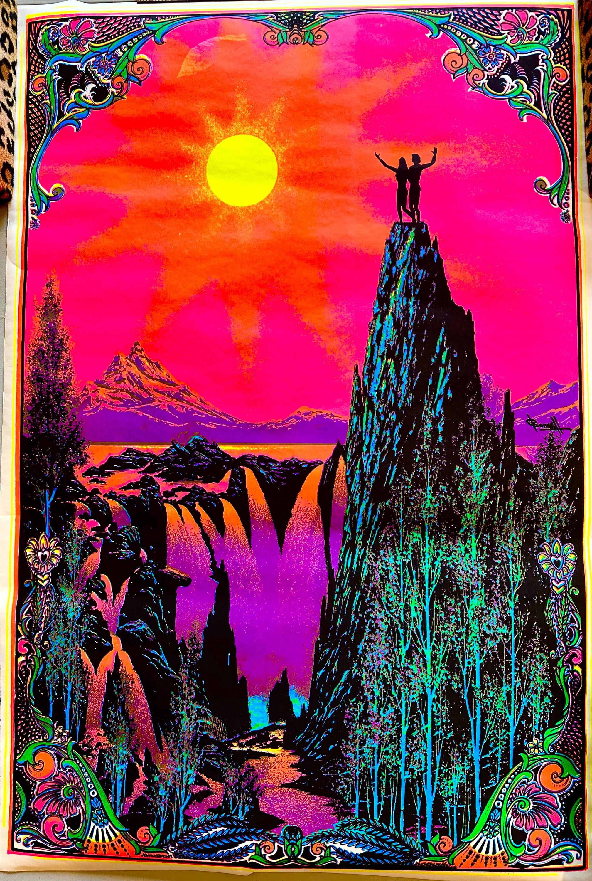 有名デザイン 70’s はげわし コレクティブル ブラックライト ポスター Ultra BLACK LIGHT Vintage 1970s PSYCHEDELIC Garden of Eden Poster