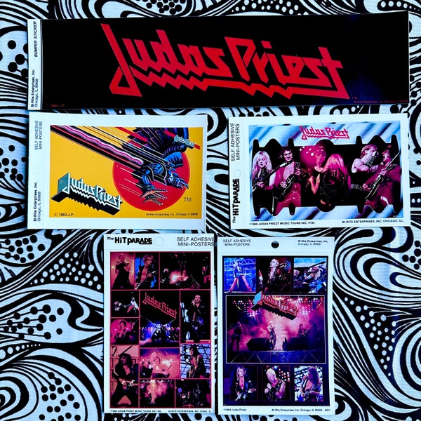 7 Choices Vintage 1980 JUDAS PRIEST Vengeance Bumper Sticker + Mini Poster UNUSED Deadstock!