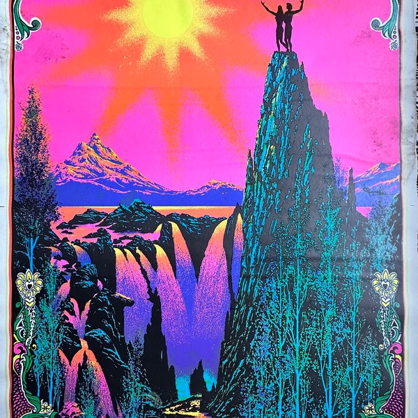 BIG Vintage 1970 Psychedelic~GARDEN Of EDEN~Blacklight Poster c<2